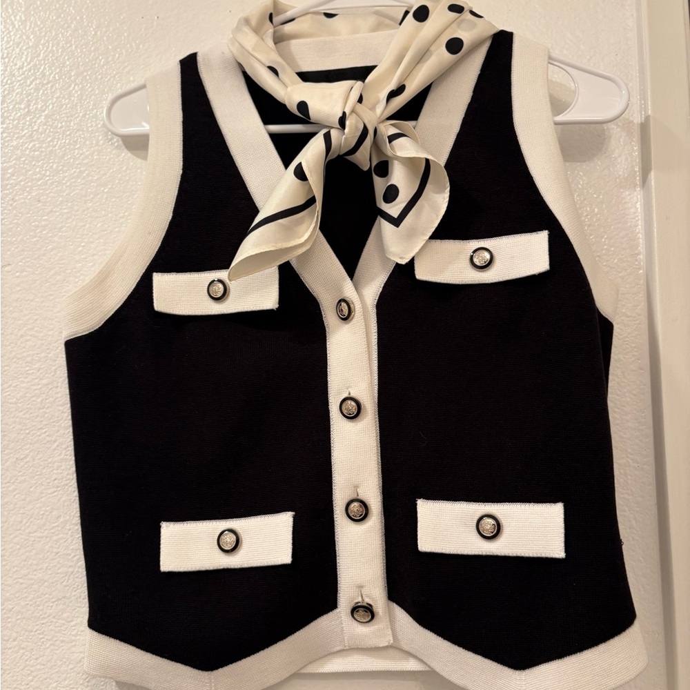 White House Black Market | Black and White Vest.